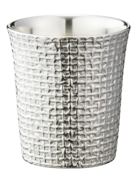 Japanese guinomi basketweave pattern tin sake cup