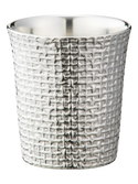 Japanese guinomi basketweave pattern tin sake cup