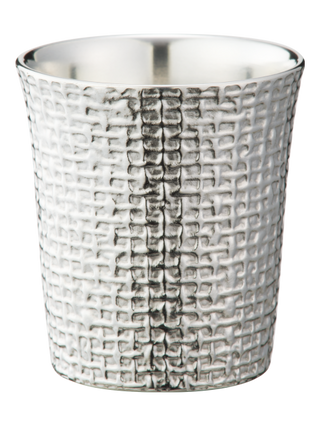 Japanese guinomi basketweave pattern tin sake cup