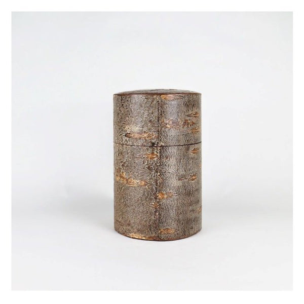 Japanese fluttering cherry blossom petals and raden shell decorated cherry bark tea canister