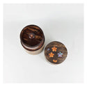 Japanese fluttering cherry blossom petals and raden shell decorated cherry bark tea canister