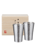 Japanese snowflakes design 2 pack tin sake tumblers