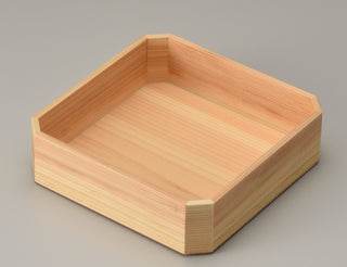 Japanese cypress Hinoki natural design square cut corners three-tiered food box Jubako