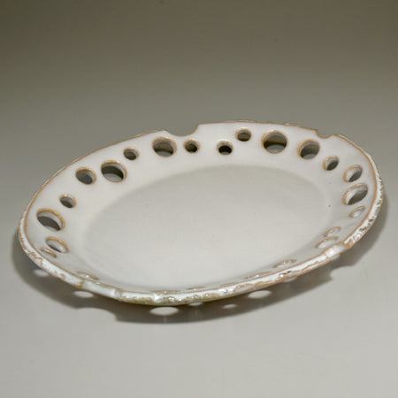 unique holes japanese pottery oval dish plate